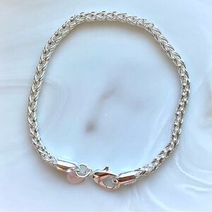 Sterling Silver Braided 4mm Rope Chain Bracelet - Silver